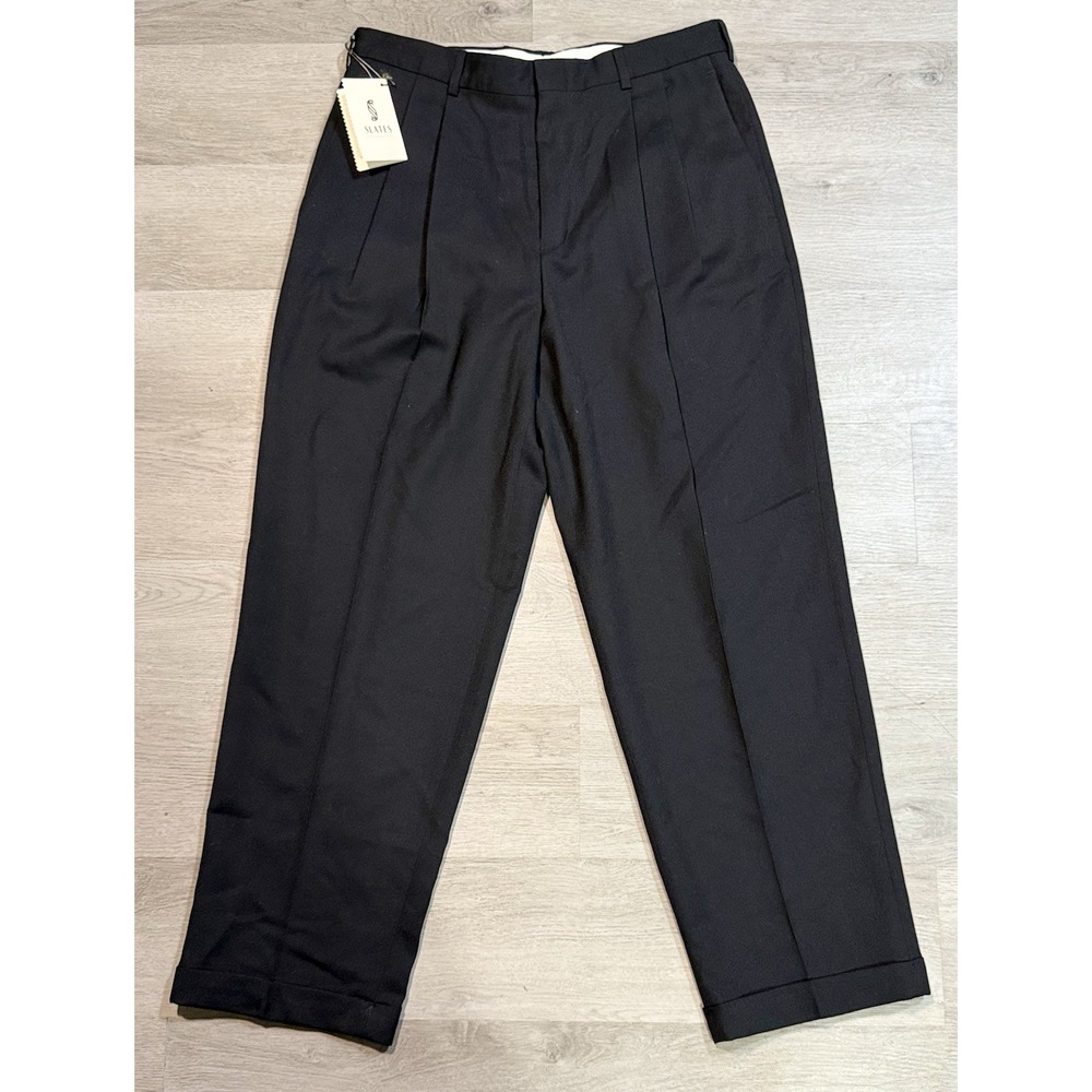Vintage Levi's Slates Original Pleated Fit Dress Pants Men's 34x30 Black Wool